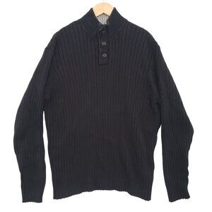 Old Navy Black Ribbed Knit‎ Cotton Pullover Sweater Size XXL Y2K Classic Casual
